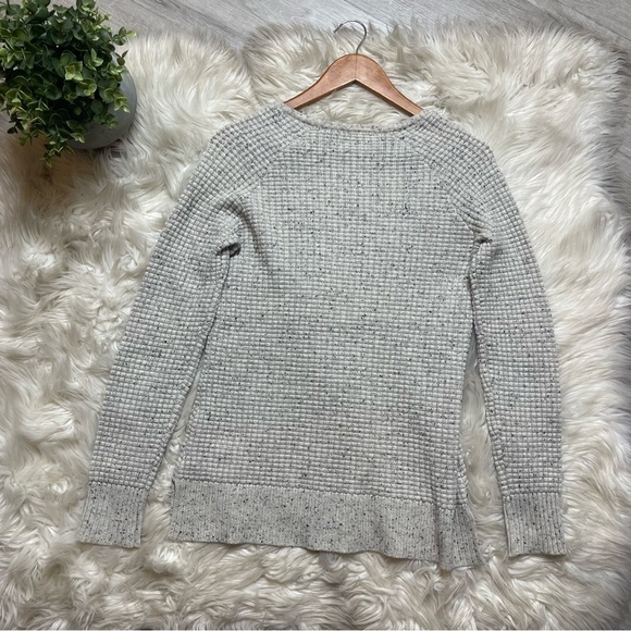 Athleta Cashmere Lodge Gray Waffle Knit Speckled Sweater - Picture 5 of 7